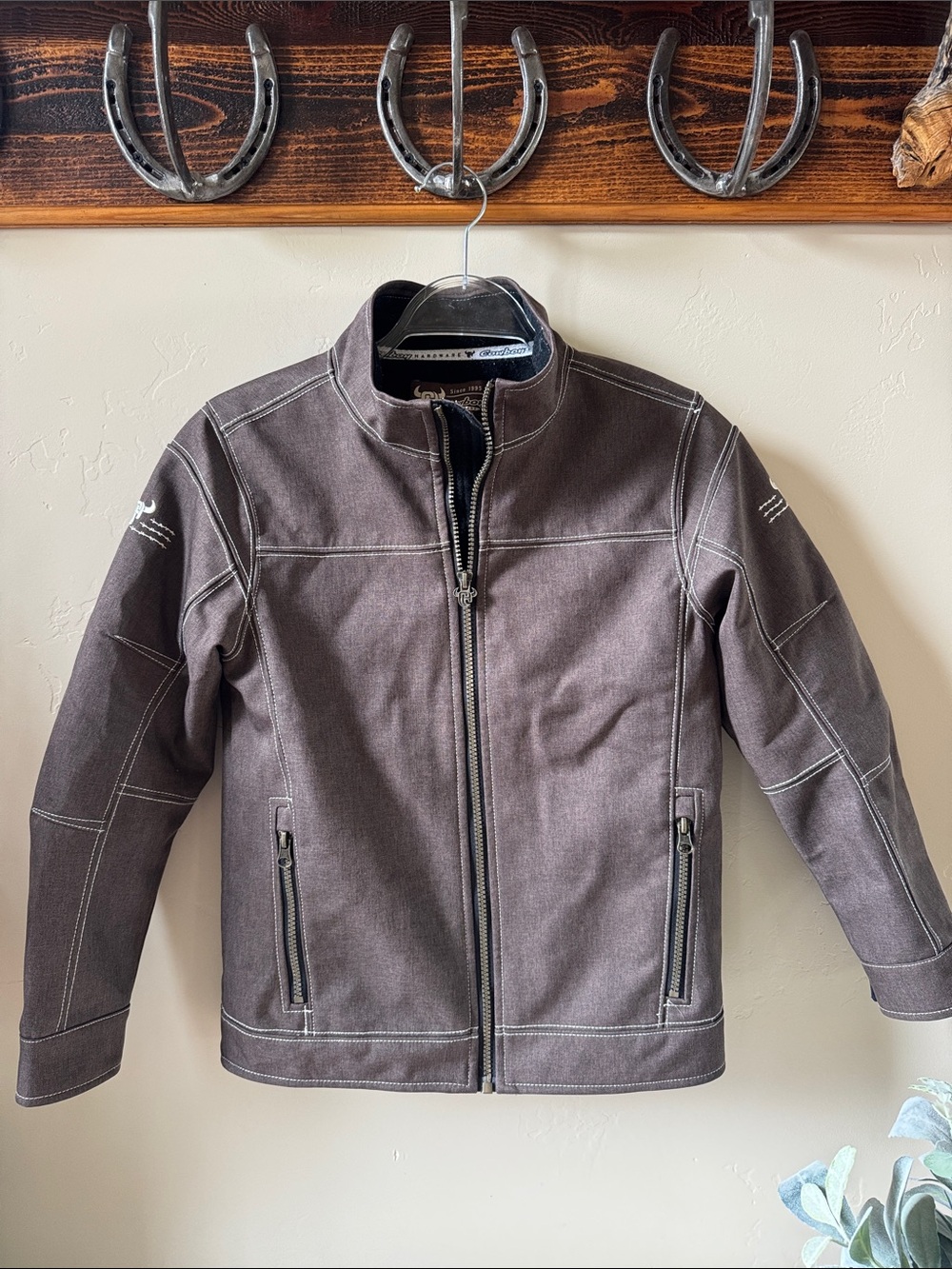 Cowboy Hardware Kids Military-Style Brown Field Jacket with Contrast Stitching